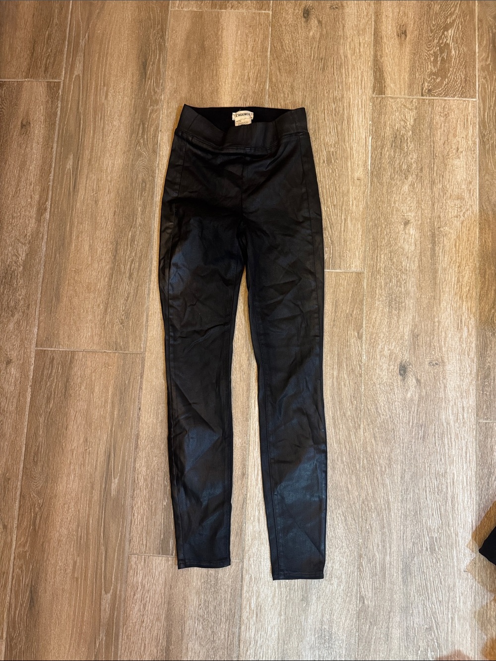 L'AGENCE Black Faux-Leather Leggings